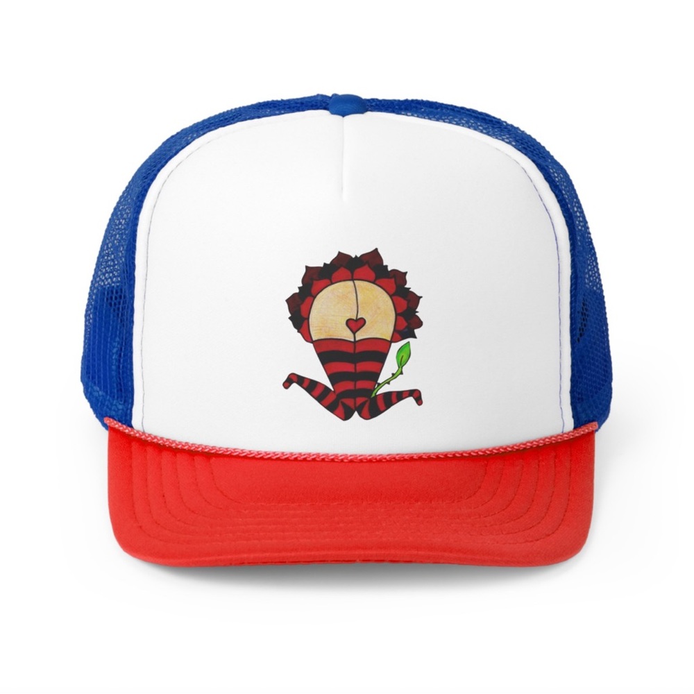 🌹FLOWER🌹GIRL🌹TRUCKER🌹HAT🌹in💙❤️